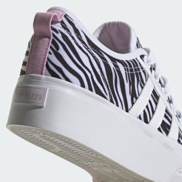 Adidas Nizza Low Top Womens Casual Platform Shoes White Black GZ9681 NEW Size 6 - Picture 9 of 10